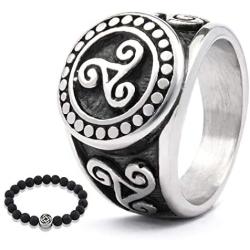 Gungneer Irish Triskele Ring Celtic Jewelry for Men Stainless Steel Protection Scandinavian Amulet Accessory