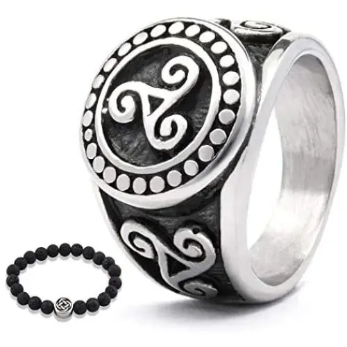Gungneer Irish Triskele Ring Celtic Jewelry for Men Stainless Steel Protection Scandinavian Amulet Accessory Gungneer Irish Triskele Ring Celtic Jewelry for Men Stainless Steel Protection Scandinavian Amulet Accessory
