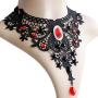 ETERNITY J. Elegant Vintage Black Lace Victorian Lolita Gothic Pendant Choker Necklace Earrings Set