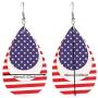 American Flag Leather Earrings Teardrop Dangle Drop Leaf Earrings Big Lightweight Faux Leather Handmade Earrings Glitter Fashion Jewelry