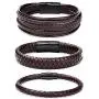 FIBO STEEL 3 Pcs Magnetic-Clasp Braided Leather Bracelets for Men Wrap Leather Wrist Cuff Bangle Bracelets 8.3-8.7in FIBO STEEL 3 Pcs Magnetic-Clasp Braided Leather Bracelets for Men Wrap Leather Wrist Cuff Bangle Bracelets 8.3-8.7in