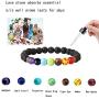 LOYALLOOK 6-12PCS Lava Stone Bracelet Chakras Bead Natural Stone Bracelet Oil Diffuser Bracelet