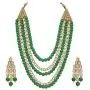 Aheli Kundan Pearl Long Multi Layered Necklace Earrings Set Indian Wedding Jewelry for Women