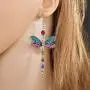 SMALLLOVE Dragonfly Dangle Drop Earrings for Women Girls Fairy Vintage Shining Crystal Rhinestone Alloy Wing Long Tassel Animal Earring Jewelry Gift
