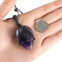 Top Plaza Natural Healing Crystals Teardrop Gemstone Necklace Adjustable Wrapped Stone Pendant Necklaces Reiki Quartz Jewelry for Mens Womens