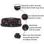 WAINIS Braided Leather Bracelets for Men Women Wrap Tiger Eye Lava Rock Beads Bracelet Woven Ethnic Tribal Rope Wristbands Bracelets Set Adjustable