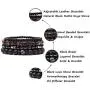WAINIS Braided Leather Bracelets for Men Women Wrap Tiger Eye Lava Rock Beads Bracelet Woven Ethnic Tribal Rope Wristbands Bracelets Set Adjustable