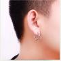 Mens Hoop Earrings With Cross Feather Cone Ball Chain Dangle Black Silver 316L Stainless Steel Punk Hip Hop Rock Gothic Style Kpop Earrings For Men Women Teen Boys Girls