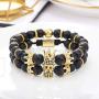 BOMAIL 8mm Imperial Crown Bead Bracelet King&Queen Luxury Charm Couple Jewelry Adjustable Bracelet for Men Women