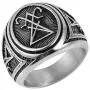 HZMAN Mens Gothic Lucifer Satan Stainless Steel Seal Symbol Demon Retro Jewelry