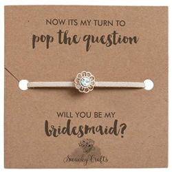 Swanky Crafts Bridesmaid Proposal Gifts from Bride - Adjustable Handmade Bracelet with A Simple Elegant Card, Will You Be My Bridesmaid, to Match Any Wedding Theme