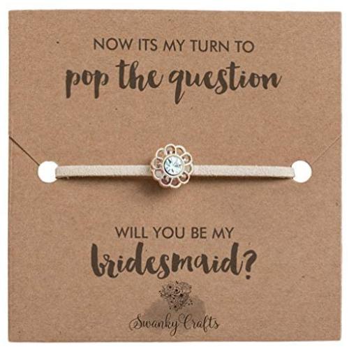 Swanky Crafts Bridesmaid Proposal Gifts from Bride - Adjustable Handmade Bracelet with A Simple Elegant Card, Will You Be My Bridesmaid, to Match Any Wedding Theme