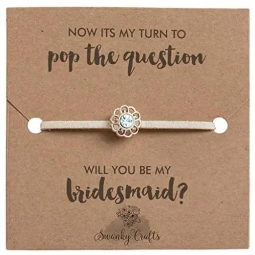 Swanky Crafts Bridesmaid Proposal Gifts from Bride - Adjustable Handmade Bracelet with A Simple Elegant Card, Will You Be My Bridesmaid, to Match Any Wedding Theme