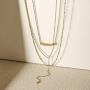 WISTIC Gold Vertical/Horizontal Bar Necklace Custom Engraving Stainless Steel Gold Plated Bar Necklace Layered Necklace for Women Adjustable Chain