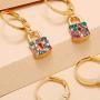 Denifery Gold Hoop Earring Lock Key Dangle Drop Boho Simple Earrings Set Delicate Huggie Earrings Hypoallergenic Jewelry Set for Women and Girls (Style 2)