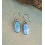 Solid 925 Sterling Silver Natural Larimar Dangle Earrings 1.50''