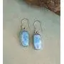 Solid 925 Sterling Silver Natural Larimar Dangle Earrings 1.50'' Solid 925 Sterling Silver Natural Larimar Dangle Earrings 1.50''