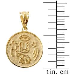Solid 10k Yellow Gold Lucky Charms Amulet Good Luck Medallion Pendant