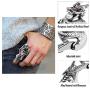 PANTIDE 6 Pcs Punk Gothic Knuckle Joint Full Finger Double Rings, Silvery Armour Cool Rings Punk Rock Hinged Loop Activity Rings for Men Women Halloween Cosplay Costume Accessories Jewelry Gifts