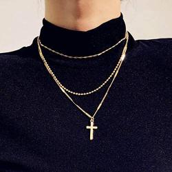 Relbcy Boho Beads Layered Necklace Gold Necklace Chain Christmas Festival Necklace Jewelry Accessories for Women and Girls