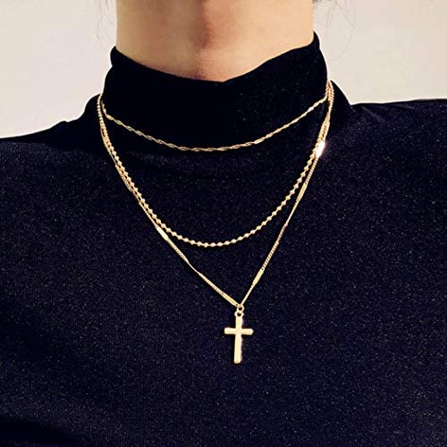 Relbcy Boho Beads Layered Necklace Gold Necklace Chain Christmas Festival Necklace Jewelry Accessories for Women and Girls