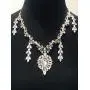 Silver Tone Antique Art Deco Style Flapper Gatsby Rhinestone Statement Wedding Bridal Prom Necklace Earring Set