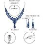 EVER FAITH Crystal Gorgeous Wedding Wave Teardrop Necklace Earrings Set for Bride, Women