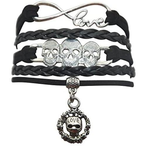 Sugar Skull Bracelet - Womens Mens Skull Charm Bracelet For Women,Men,Girls,Boys