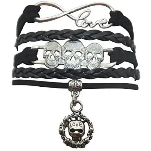 Sugar Skull Bracelet - Womens Mens Skull Charm Bracelet For Women,Men,Girls,Boys