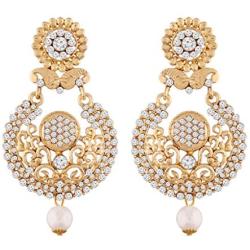 I Jewels 18K Gold Plated Indian Bollywood Ethnic Earrings Encased with Faux Pearl and Stone For Women/Girls (E2326Q)