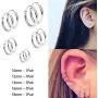 5 Pairs 316L Surgical Stainless Steel Small Hoop Earrings Set Hypoallergenic Cartilage Earring Endless Tragus Earrings for Women Men Girls(10mm/12mm/14mm/16mm/18mm)