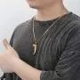 WESTMIAJW 24K Gold Plated Wolf Tooth Pendants Necklace Chain Jewelry for Men Boy 60cm,with Gift Box