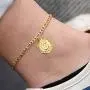 FUTIMELY 18K Gold Plated Initial Anklet for Women Girls Men,Cute Summer Sandy Beach Anklet Bracelet,Figaro Chain Frosted Coin Disk Pendant Foot Jewelry FUTIMELY 18K Gold Plated Initial Anklet for Women Girls Men,Cute Summer Sandy Beach Anklet Bracelet,Figaro Chain Frosted Coin Disk Pendant Foot Jewelry