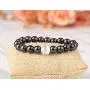 Jstyle 4Pcs Hematite Bead Bracelet for Men Women 8mm Stone Beads Bracelet Elastic Natural Stone Bracelet Bangle
