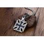PJ Jewelry Two-Tone Stainless Steel Jerusalem Knights Templar Maltese Cross Pendant Necklace with Box Chain