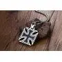 PJ Jewelry Two-Tone Stainless Steel Jerusalem Knights Templar Maltese Cross Pendant Necklace with Box Chain PJ Jewelry Two-Tone Stainless Steel Jerusalem Knights Templar Maltese Cross Pendant Necklace with Box Chain