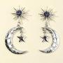Asymmetric Sun Moon Drop Dangle Earrings for Women Sun Moon Crescent Rhinestone Stud Earrings Bohemian Jewelry
