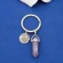 FAADBUK Zodiac Sign Crystal Stone Keychain 12 Constellation Hexagonal Pillar Lucky Stone Keychain Rose Stone Red Agate Aventurine Healing Crystal Keychain