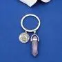 FAADBUK Zodiac Sign Crystal Stone Keychain 12 Constellation Hexagonal Pillar Lucky Stone Keychain Rose Stone Red Agate Aventurine Healing Crystal Keychain
