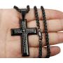 Jstyle Stainless Steel Black Cross Pendant Necklace for Men Lords Prayer Necklace Heavy Wheat Chain 22 24 30 Inch