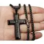 Jstyle Stainless Steel Black Cross Pendant Necklace for Men Lords Prayer Necklace Heavy Wheat Chain 22 24 30 Inch