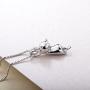 Meow Star Sterling Silver Moon Cat Necklace Cat Pendant Charm Necklaces for Women Cat Lovers