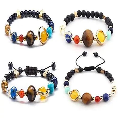 2-4Pcs Adjustable Solar System Natural Stone Strand Stretch Bracelet Universe Galaxy Eight Planets Guardian Sun Star Beads Bracelet Bangle for Women Men Boy Girl Unisex Jewelry Gifts 2-4Pcs Adjustable Solar System Natural Stone Strand Stretch Bracelet Universe Galaxy Eight Planets Guardian Sun Star Beads Bracelet Bangle for Women Men Boy Girl Unisex Jewelry Gifts