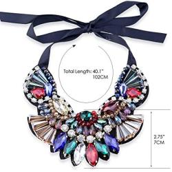 HAHA&TOTO Bohemian Crystal Fabrics Handmade Torques Necklace for Women Gilrs Wedding Party Fashion Statement Crystal Necklace Collar Choker Pendant Jewelry