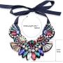 HAHA&TOTO Bohemian Crystal Fabrics Handmade Torques Necklace for Women Gilrs Wedding Party Fashion Statement Crystal Necklace Collar Choker Pendant Jewelry