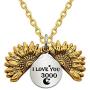 CAROMAY Sunflower Pendant Necklace I Love You 3000 Neck Lace Valentines Day Women Men Jewelry