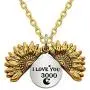 CAROMAY Sunflower Pendant Necklace I Love You 3000 Neck Lace Valentines Day Women Men Jewelry