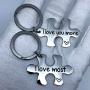 AMOR SPES 2pcs Couples Key Chain Set I Love You More I Love You Most Stainless Steel