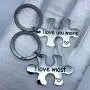 AMOR SPES 2pcs Couples Key Chain Set I Love You More I Love You Most Stainless Steel