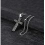 Jstyle Jewelry Mens Stainless Steel Simple Black Cross Pendant Lords Prayer Necklace 22 24 30 Inch